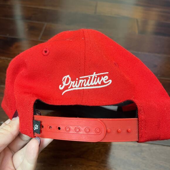 VTG Primitive Baseball Cap Hat Red Camouflage Snapback Adjustable Wool‎ Skater - Picture 2 of 4